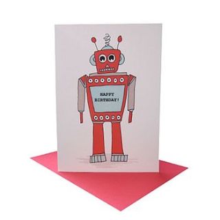 retro robot birthday card by martha and hepsie