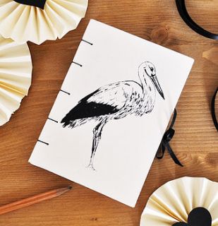 coptic bound stork notebook by ella johnston art and illustration