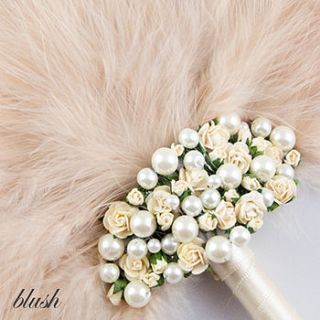 fleur rose and pearl wedding feather fan by britten weddings