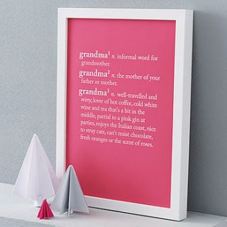 personalised grandparent dictionary print by coconutgrass