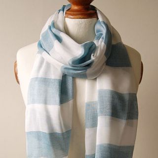 blue wide stripe scarf by highland angel