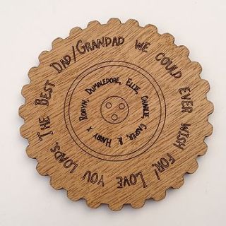 personalised cog wheel coaster by neltempo