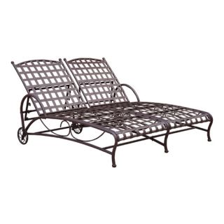 Iron Patio Double Chaise Lounge in Bronze