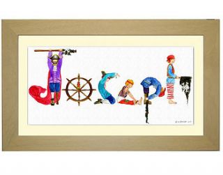 pirate personalised framed name by alphabet gifts