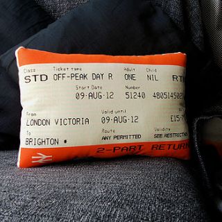 brighton train ticket cushion april by ashley allen