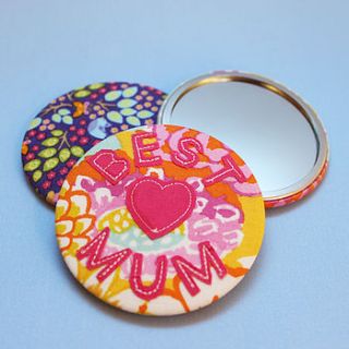 personalised applique compact fabric mirror by 2 green monkeys