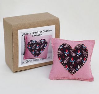 v&a liberty print felt pin cushion sewing kit by gemima craft kits