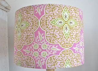 pretty pink handmade lampshade in amy butler pressed flowers by rosie's vintage lampshades