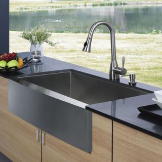 Vigo 33 x 22.25 Farmhouse Single Bowl Kitchen Sink with Faucet and