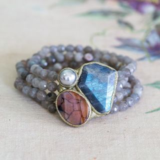 smokey grey crystal bracelet with set stones by anusha