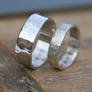 personalised hammered wedding rings by joulberry
