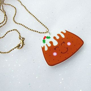 christmas pudding acrylic necklace by hoobynoo world