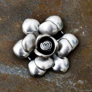 peony flower brooch in silver by bloom boutique