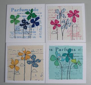pack of four flower garden cards by sandra hardy