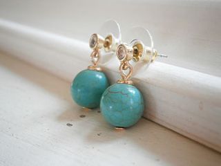 turquoise drop earrings by lily & joan