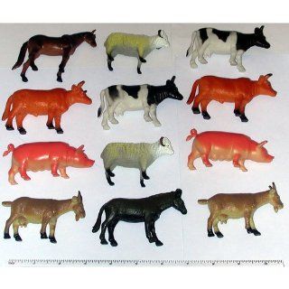 Plastic Farm Animals (12) (Various   color may vary) Party Accessory Toys & Games