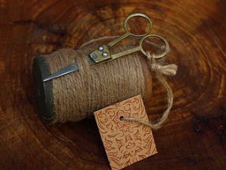 vintage wooden string spool with scissors by seagirl and magpie