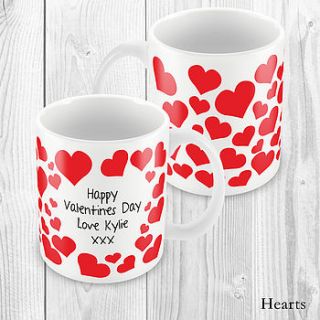 personalised valentine's hearts mug by able labels