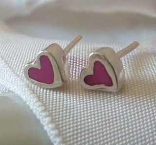 silver tiny heart stud earrings by alisonbaxterjewellery
