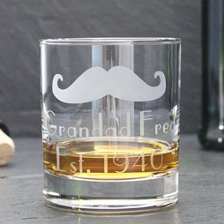 personalised 'moustache' whisky glass by becky broome