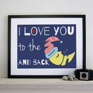 'i love you to the moon and back' print by name art