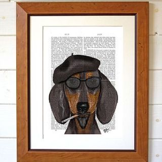 hipster dachshund dog print by fabfunky