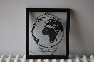 personalised world globe paper cut by papercuts by cefuk