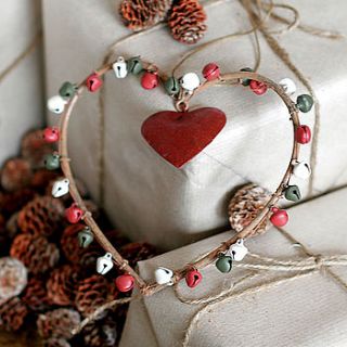 rustic wire heart bell decoration by pippins gifts and home accessories