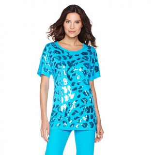 DG2 by Diane Gilman Sequined Animal Pattern Knit Tee