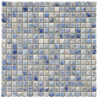 SomerTile 12x12 in Samoan 9/16 in Neptune Blue Porcelain Mosaic Tile (Pack of 10) Somertile Wall Tiles