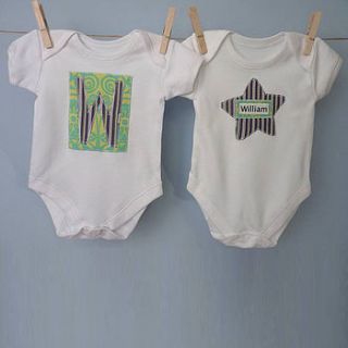 set of two personalised baby vests by cabbie kids