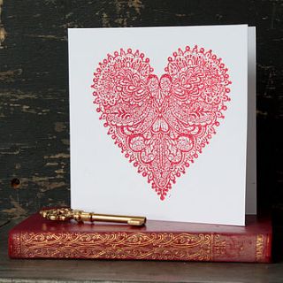 celebration lace heart greetings card by do you punctuate?