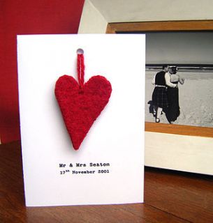 personalised heart wedding anniversary card by my baboo