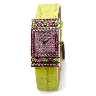Heidi Daus "Timely Fashion" Crystal Accented Leather Strap Watch