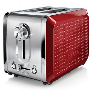 BELLA Silvertone and Red 900 Watt 2 Slice Toaster