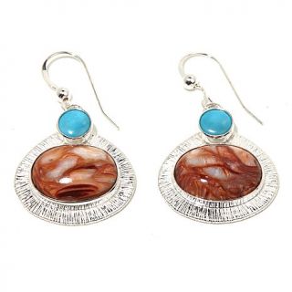 Jay King Caramel Opal and Turquoise Sterling Silver Drop Earrings