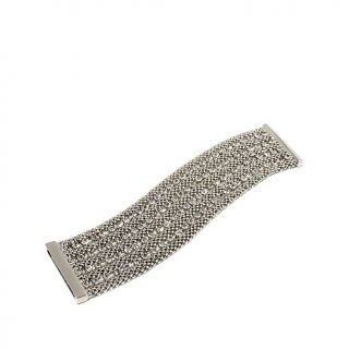 Real Collectibles by Adrienne® Crystal Wide Woven Metal Mesh Bracelet