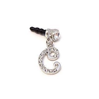 For Apple iPhone 4S 4 Galaxy S Cell Phones & s CLEAR SILVER INITIAL " C " Rhinestone 3.5mm Headset Headphone Plug Jack Charm + WirelessGeeks247 Metallic Detachable STYLUS TOUCH PEN Cell Phones & Accessories