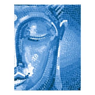 Blue Mosaic Buddha Face Letterhead Template