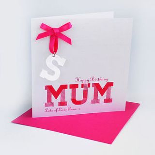 personalised 3d initial mums birthday card by come for a dream