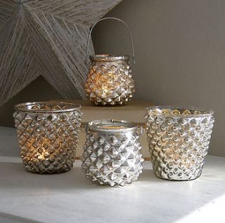 silver diamond tealight holders by red lilly