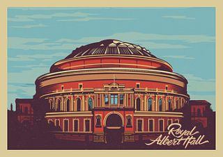 royal albert hall vintage style print by great little place