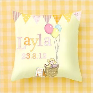 personalised children's cushion 'balloon' by olivia sticks with layla