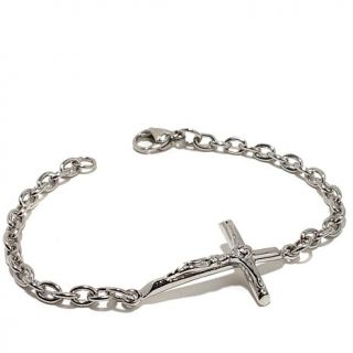 Michael Anthony Jewelry® Stainless Steel Sideways Crucifix 7" Bracelet