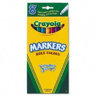 Crayola Products   Crayola   Washable Markers, Fine Point, Bold Colors, 8/Set   Sold As 1 Set   Add a bold stroke of color with these water based markers.   Washes off skin and clothing.   Copper, plum, raspberry, teal, yellow.   Azure, Copper, emerald, go