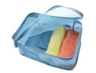 Foldable Travel Luggage Bag Organiser Packing Cubes Packer   Light Blue, Small Clothing