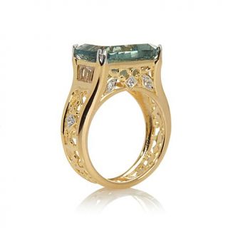 Victoria Wieck 6.23ct Green Fluorite and White Topaz Concave Eternity Ring