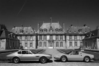 Aston Martin DBS and Ferrari Dino 246 GT Black and White HD Poster Classic Super Car 18 X 12 Inch Print  