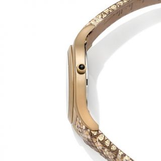Nicole Miller "Whitney" Python Embossed Leather Double Wrap Strap Watch