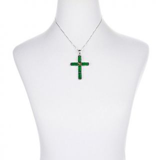 Nicky Butler Gemstone Sterling Silver "Deco" Cross Pendant with 18" Chain